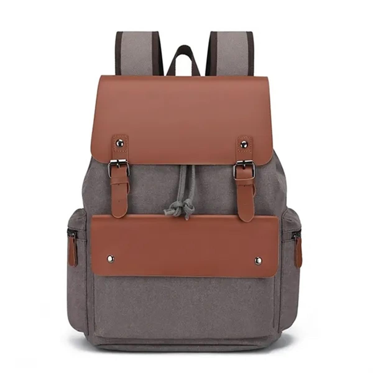 Outdoor Vintage Canvas Leather Backpack | HUPSTL083