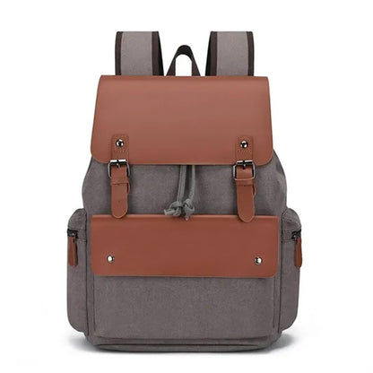 Outdoor Vintage Canvas Leather Backpack | HUPSTL083