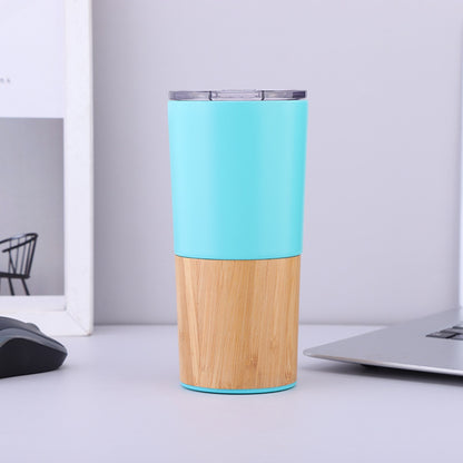 HUPSTL099 20 Oz Stianless Steel Natural Bamboo Insulation Cup