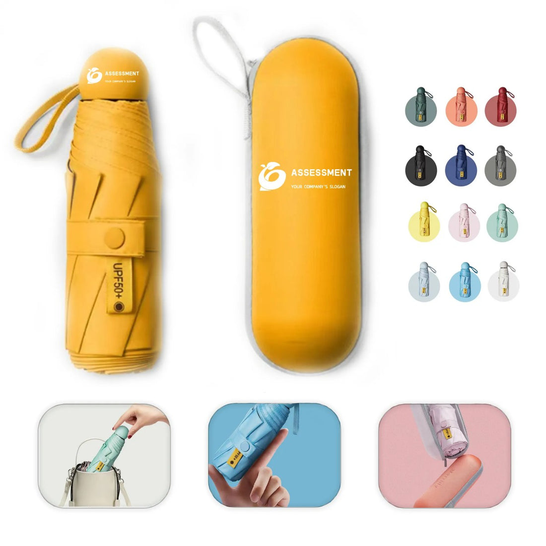 HUPSTL115 Mini Windproof Sun &amp; Rain Pocket Umbrella With Case