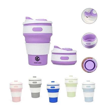 HUPSTL134 12 OZ Collapsible Foldable Silicone Travel Cup with Straw