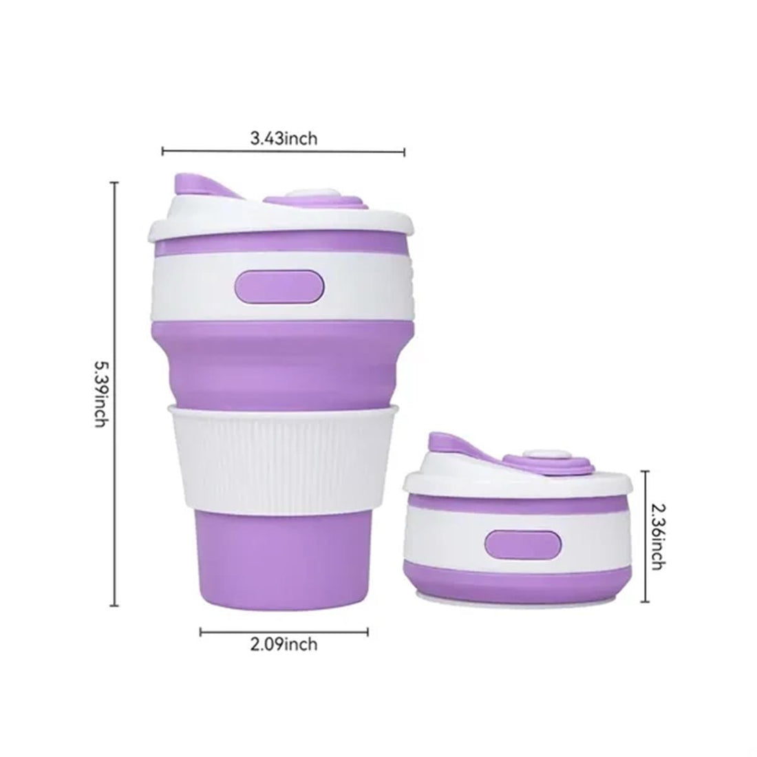 HUPSTL134 12 OZ Collapsible Foldable Silicone Travel Cup with Straw