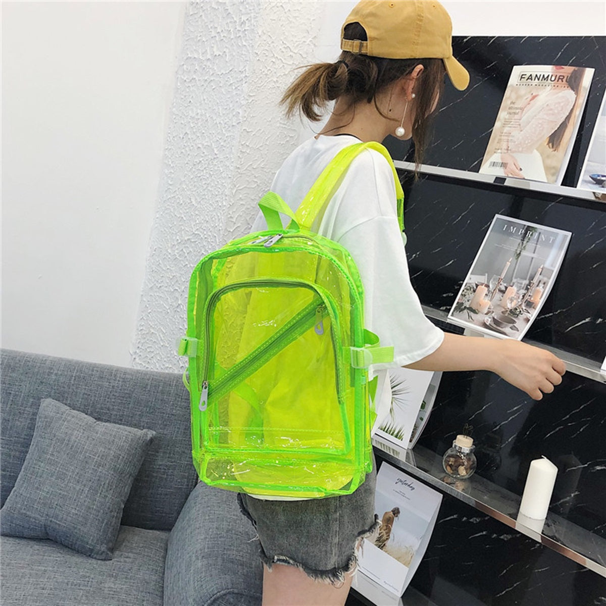 HUPSTL141 PVC Clear Plastic Daily Backpack