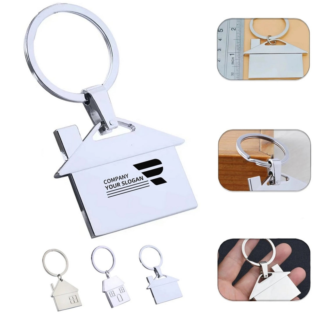 HUPSTL142 House Shaped Metal Keyring