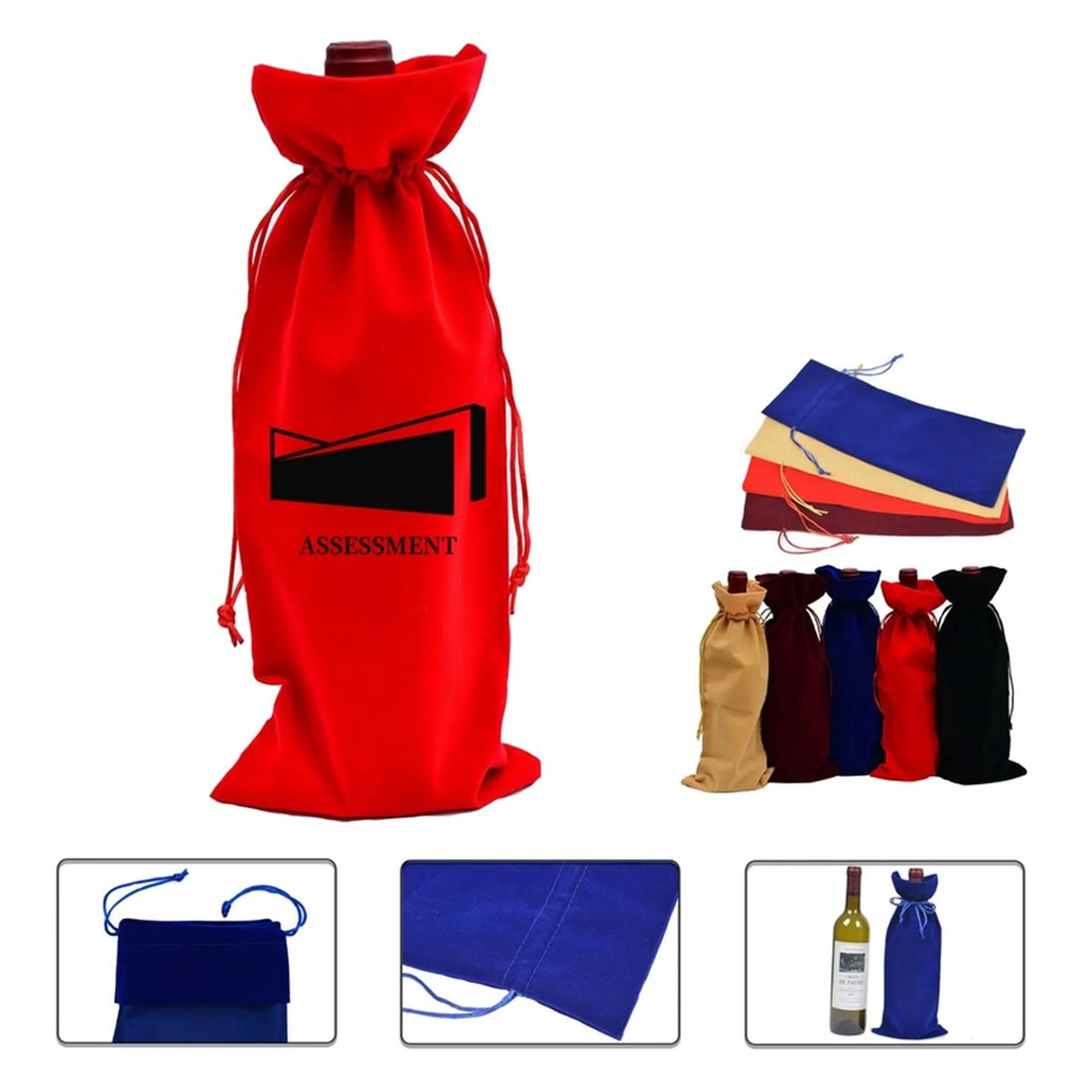 HUPSTL144 Burlap Wine Bottle Bags With Drawstring