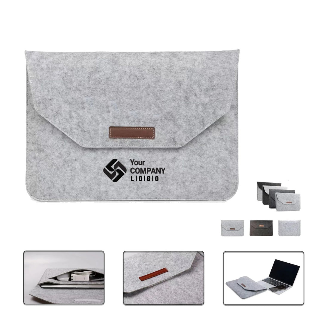 HUPSTL151 Felt Laptop Sleeve Case Document Bag