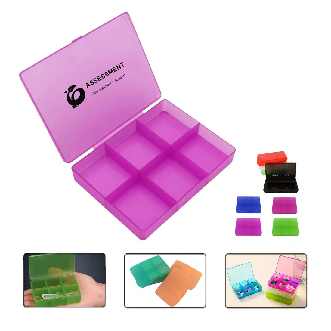 HUPSTL154 Pill Box w/ 6 Compartments