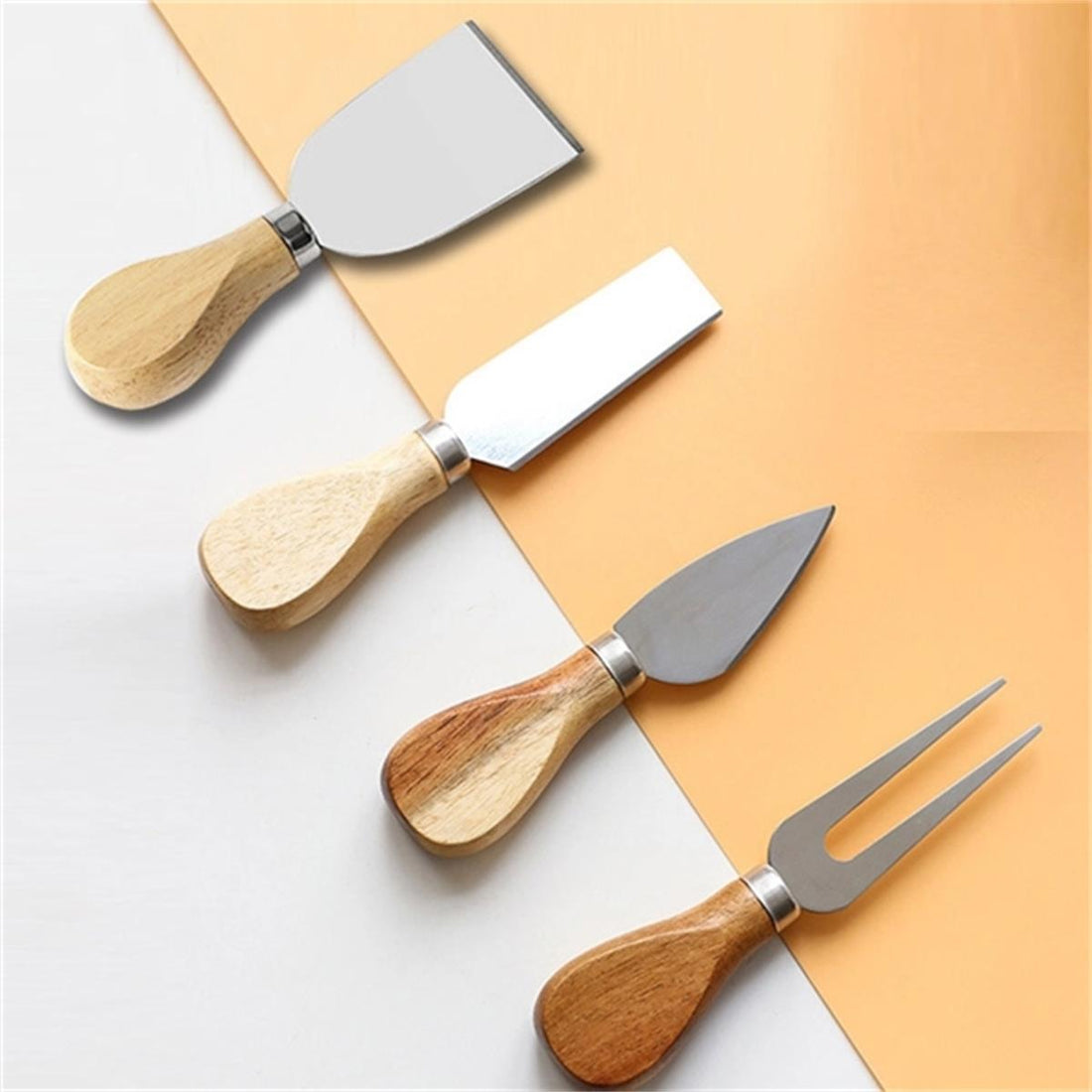 HUPSTL164 Cheese Knifives W/Wooden Handle Set