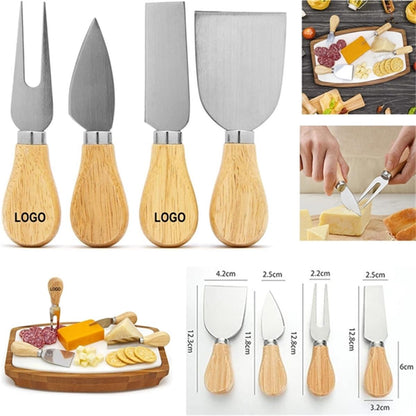 HUPSTL164 Cheese Knifives W/Wooden Handle Set