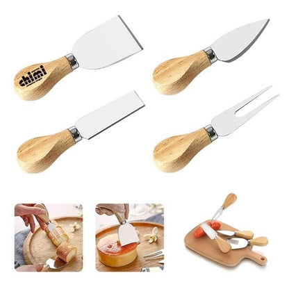 HUPSTL164 Cheese Knifives W/Wooden Handle Set