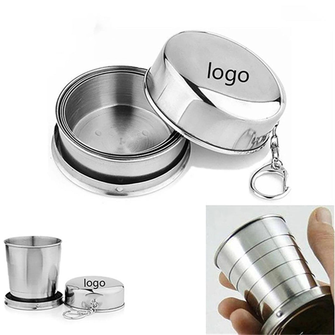 HUPSTL165 2 Oz Stainless Steel Collapsible Shot Cup