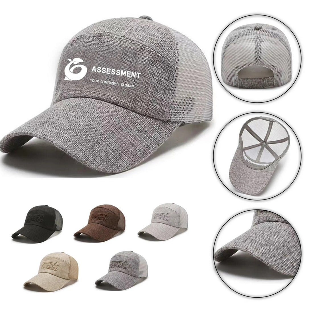 HUPSTL177 Jute Mesh Trucker Snapback Hat