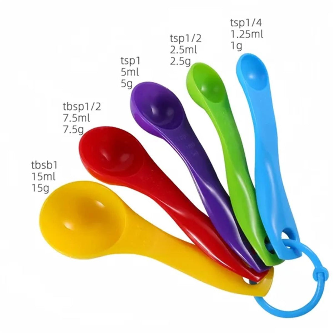 HUPSTL194 Colored Plastic 5 In 1 Measuring Cup And Spoon Set