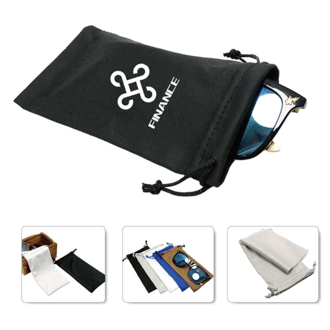 HUPSTL222 Full Color Microfiber Glass Cleaning Cloth Bag