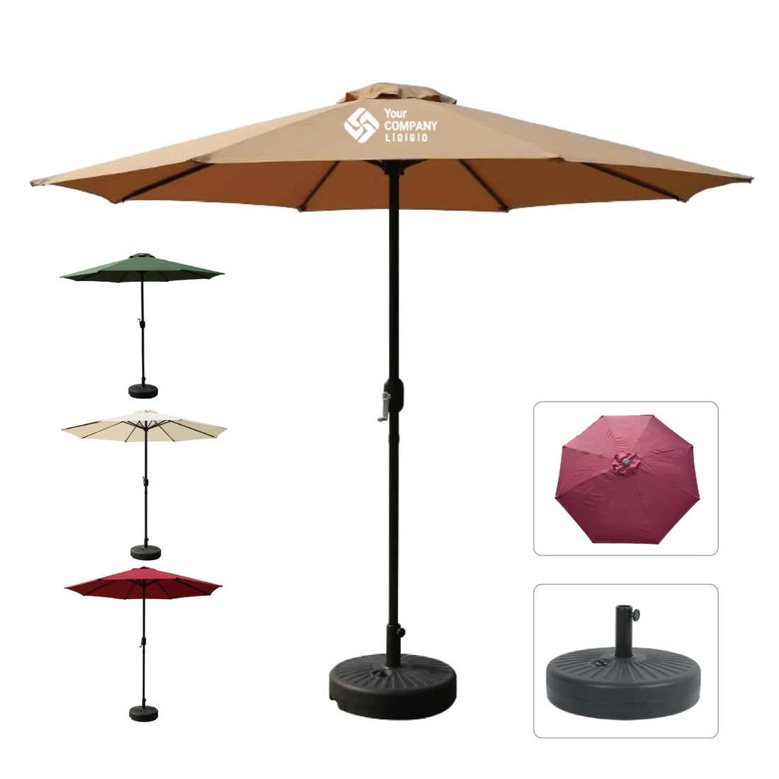 HUPSTL229 9 Feet Outdoor Metal Central Pillar Umbrella