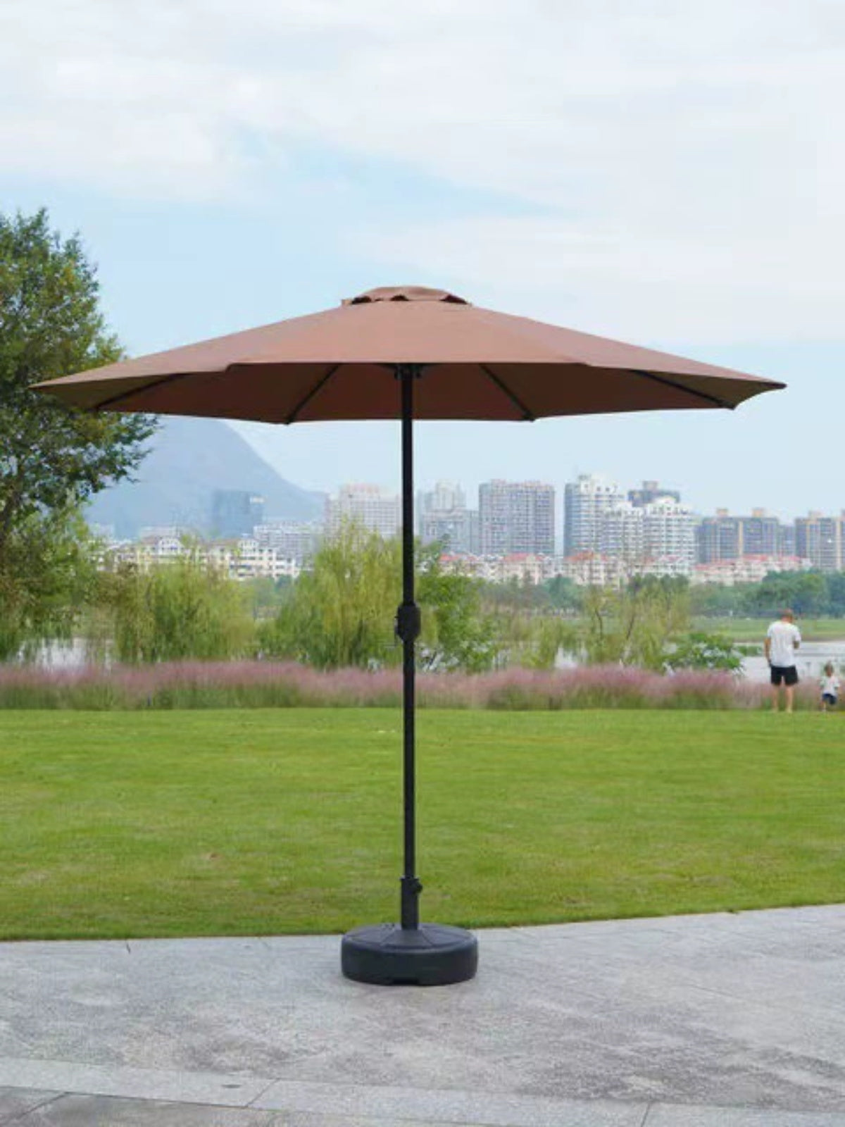 HUPSTL229 9 Feet Outdoor Metal Central Pillar Umbrella