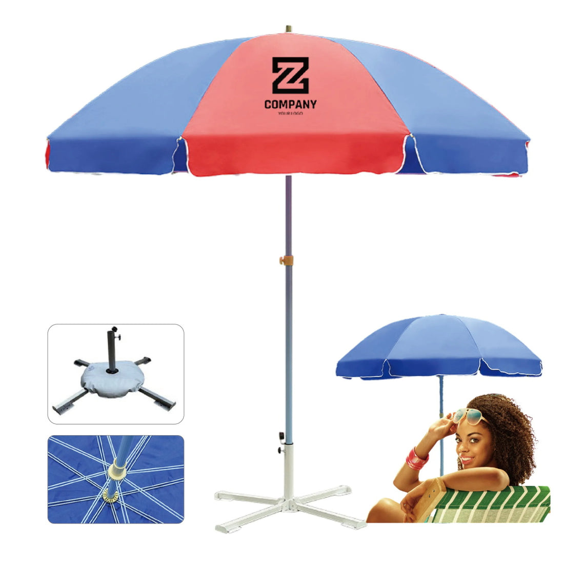 HUPSTL230 10Ft Portable Advertising Sunshade Umbrella With Crossbase