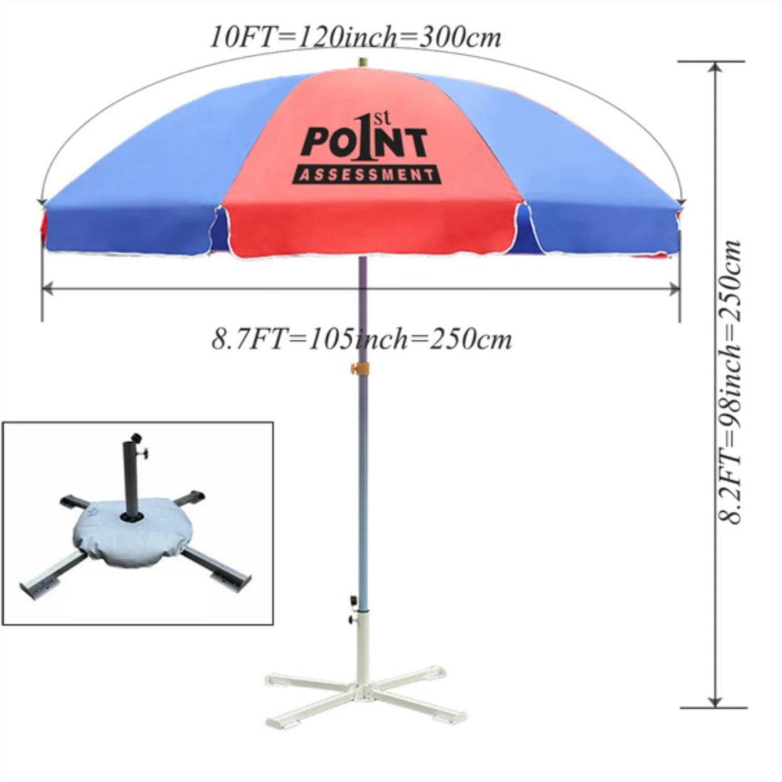 HUPSTL230 10Ft Portable Advertising Sunshade Umbrella With Crossbase