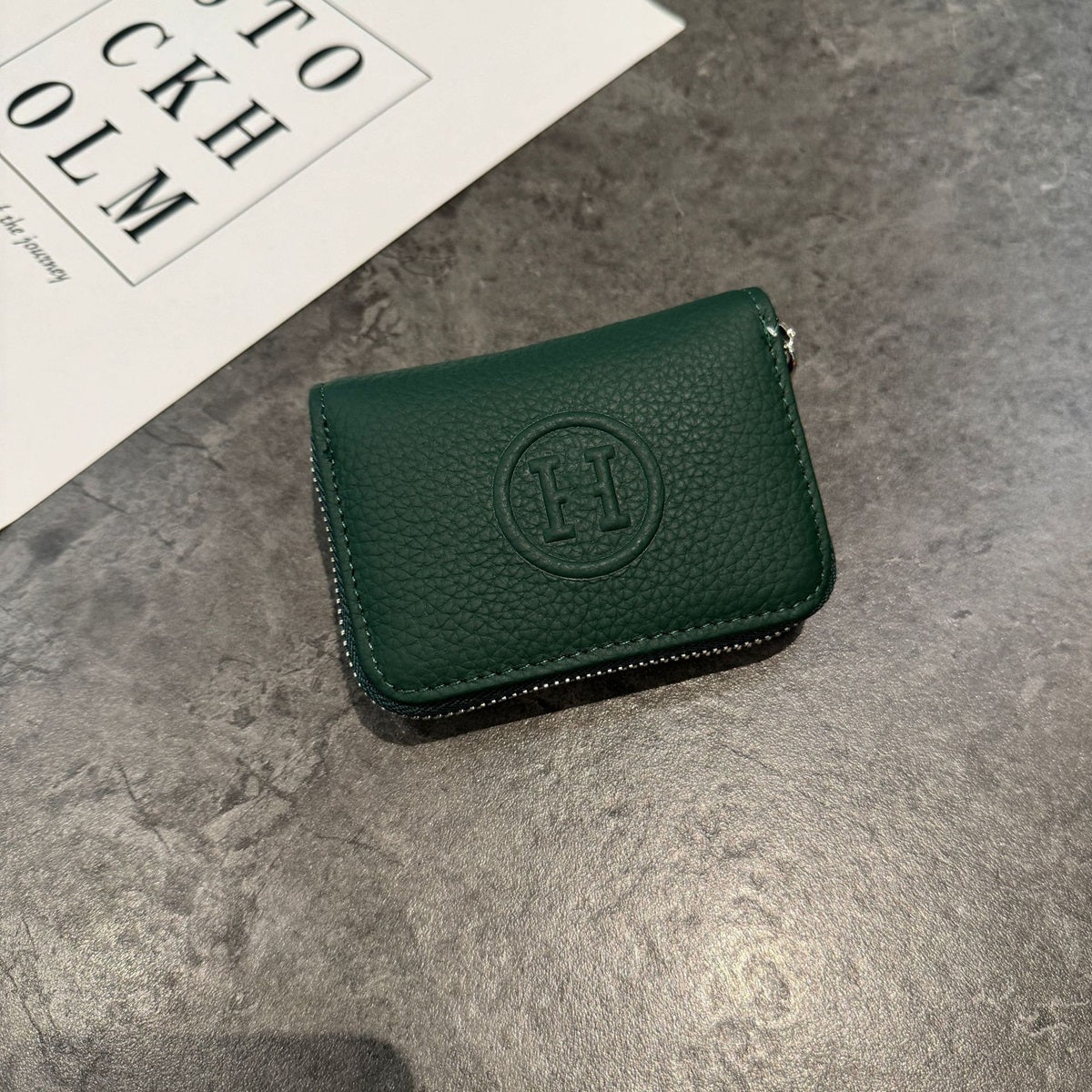 HUPSTL231 Leather Credit Card Wallet with Zipper
