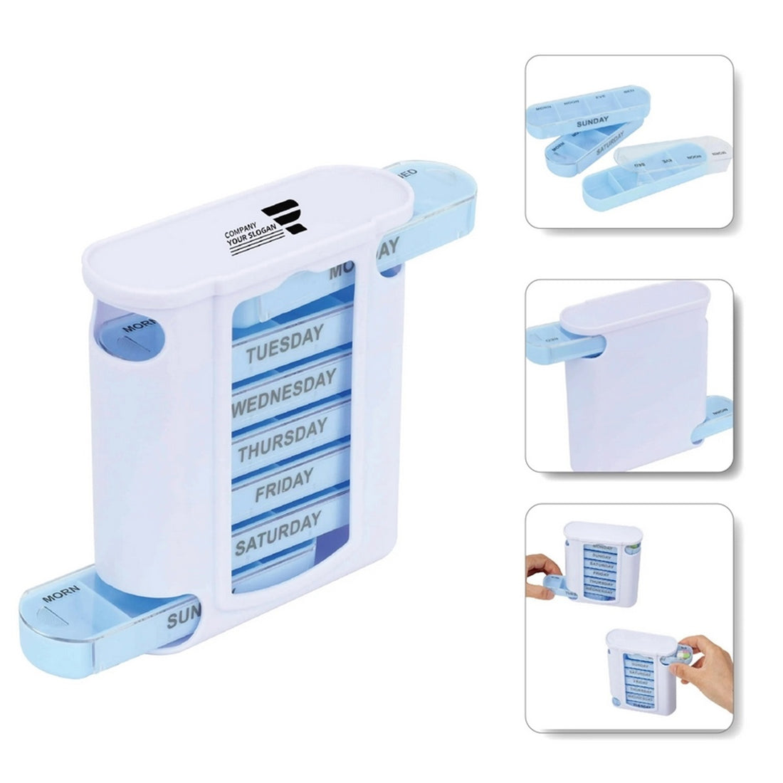 HUPSTL244 Pill Box Portable Tablets Medicine Dispenser
