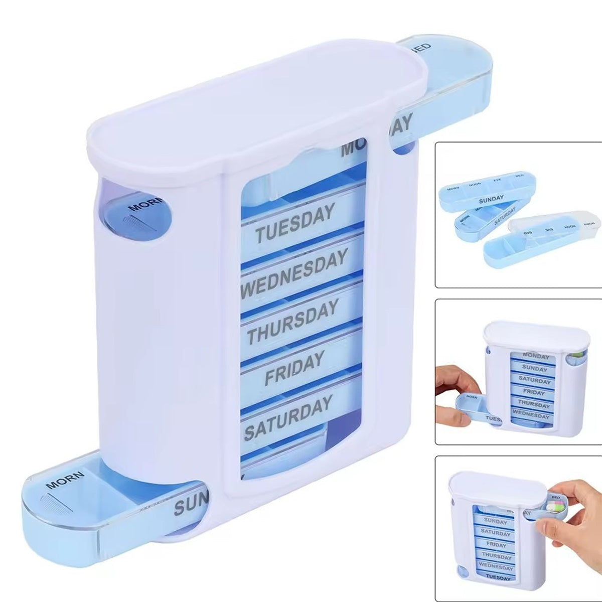 HUPSTL244 Pill Box Portable Tablets Medicine Dispenser