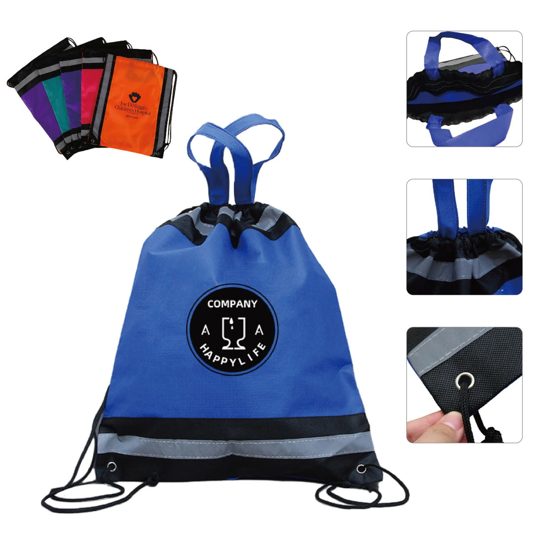 HUPSTL251 Reflective Non Woven Drawstring Backpacks