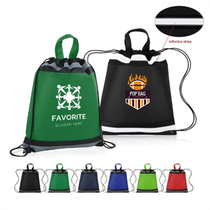 HUPSTL251 Reflective Non Woven Drawstring Backpacks