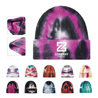 HUPSTL253 Tie Dye Beanie Soft Winter Knit Hat
