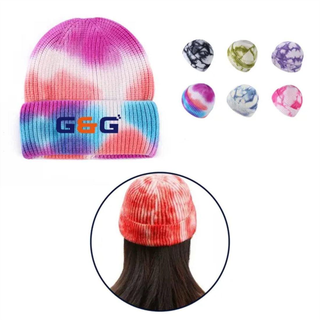 HUPSTL253 Tie Dye Beanie Soft Winter Knit Hat
