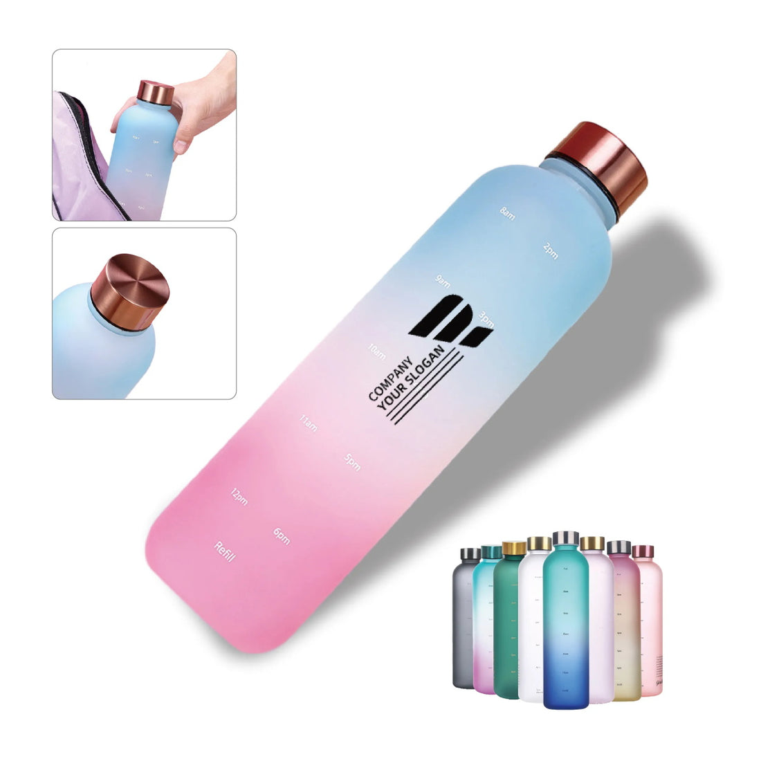 HUPSTL259 32Oz Time Marked Tritan Water Bottle