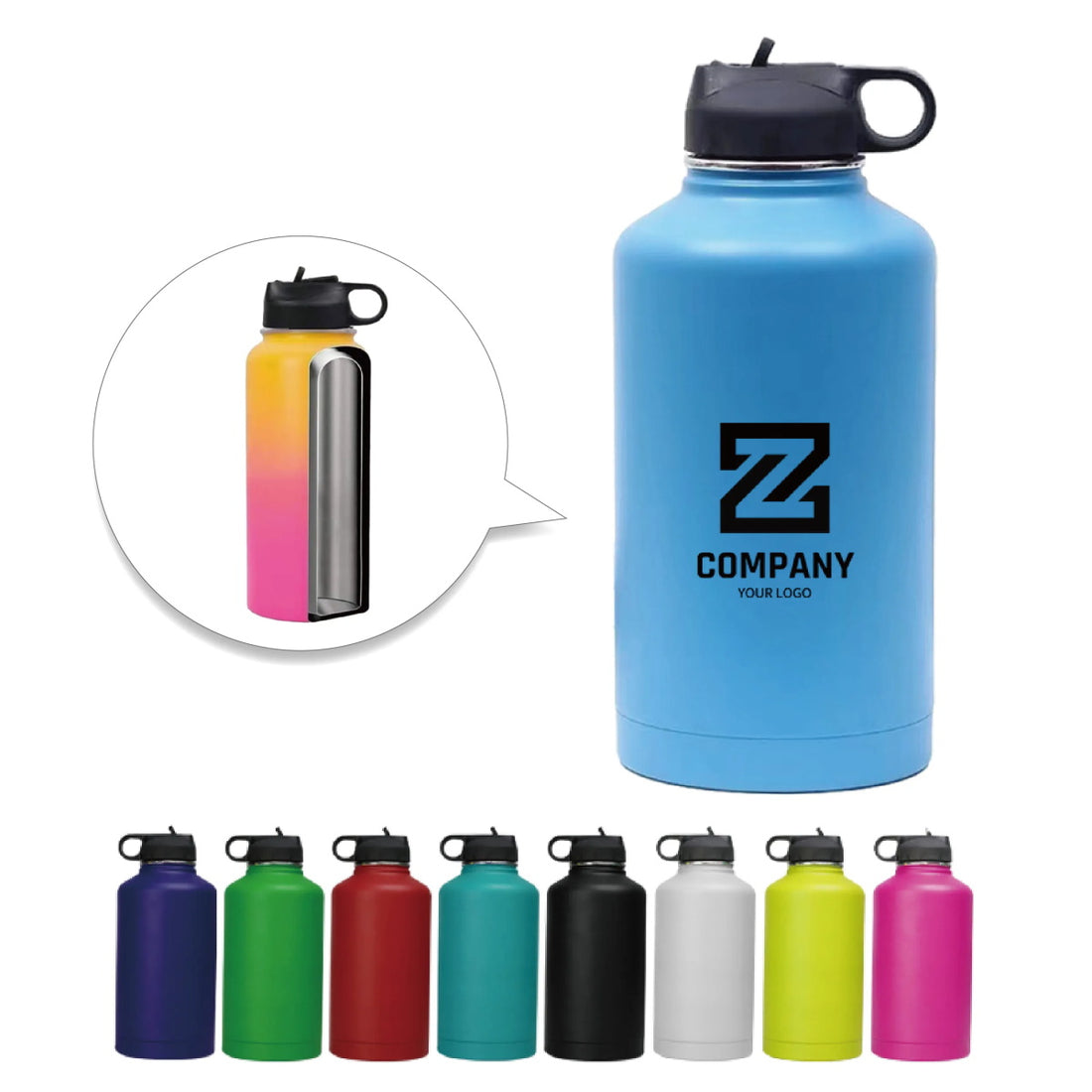 HUPSTL260 64Oz Insulated Stainless Steel Water Bottle