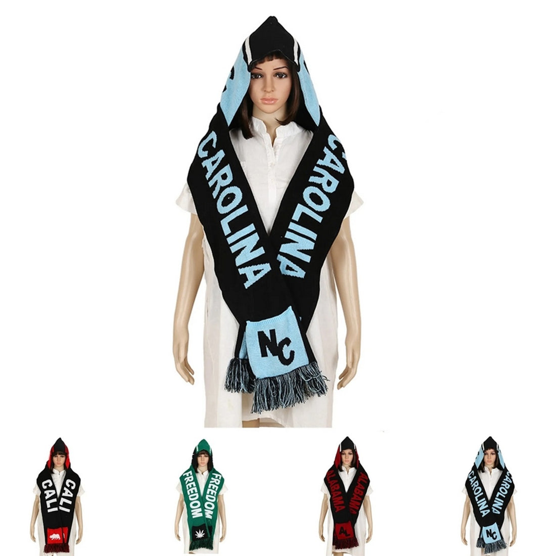 HUPSTL277 Football Team Knit Scarf Connected With Cap