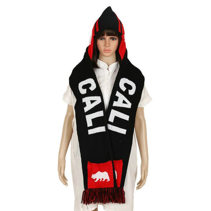 HUPSTL277 Football Team Knit Scarf Connected With Cap