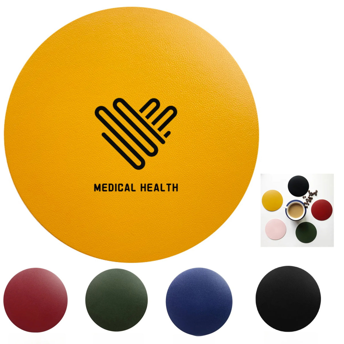 HUPSTL296 Pu Leather Round Coaster