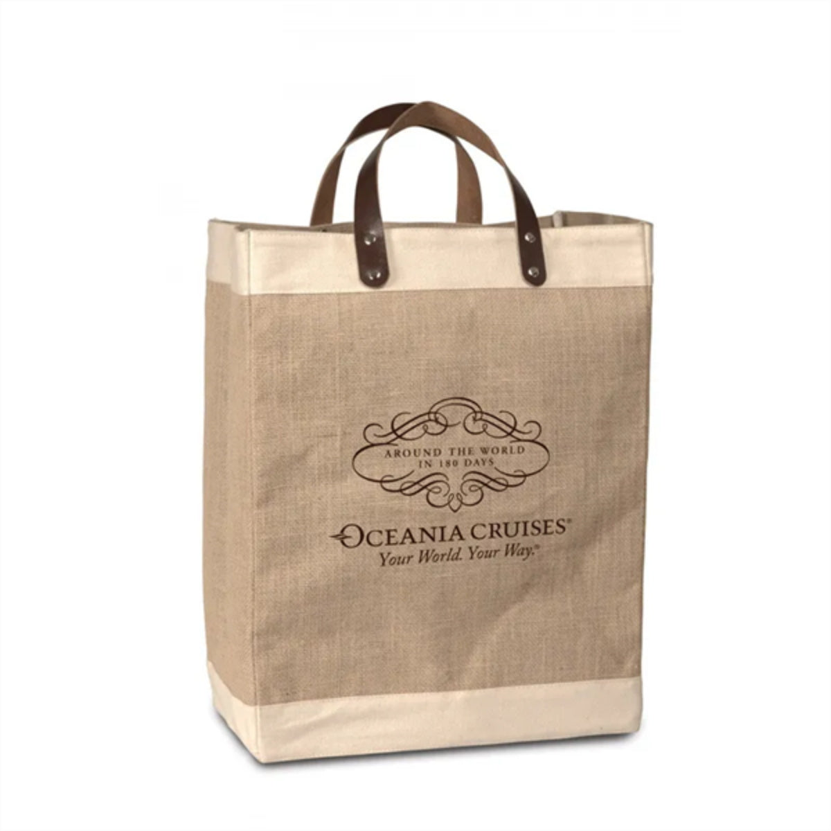 HUPSTL297 Jute Tote Bag With Leather Handle