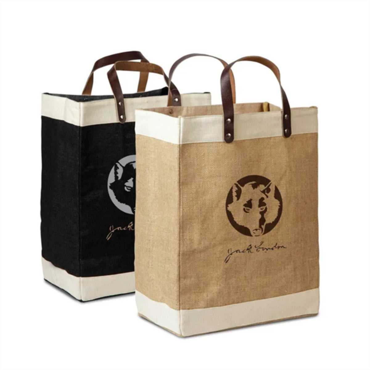 HUPSTL297 Jute Tote Bag With Leather Handle