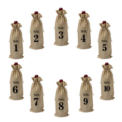 HUPSTL306 Linen Drawstring Wine Bag
