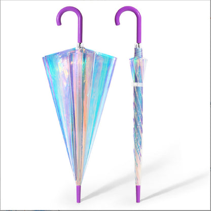 HUPSTL319 SC  Holographic Iridescent Transparent Umbrella