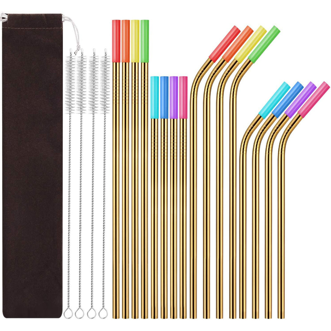 HUPSTL347 Set of 16 Reusable Stainless Steel Straws