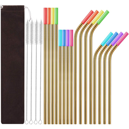 HUPSTL347 Set of 16 Reusable Stainless Steel Straws