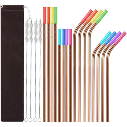 HUPSTL347 Set of 16 Reusable Stainless Steel Straws