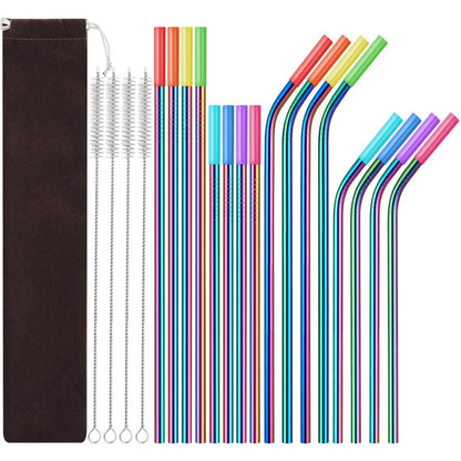 HUPSTL347 Set of 16 Reusable Stainless Steel Straws