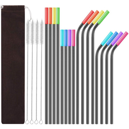 HUPSTL347 Set of 16 Reusable Stainless Steel Straws