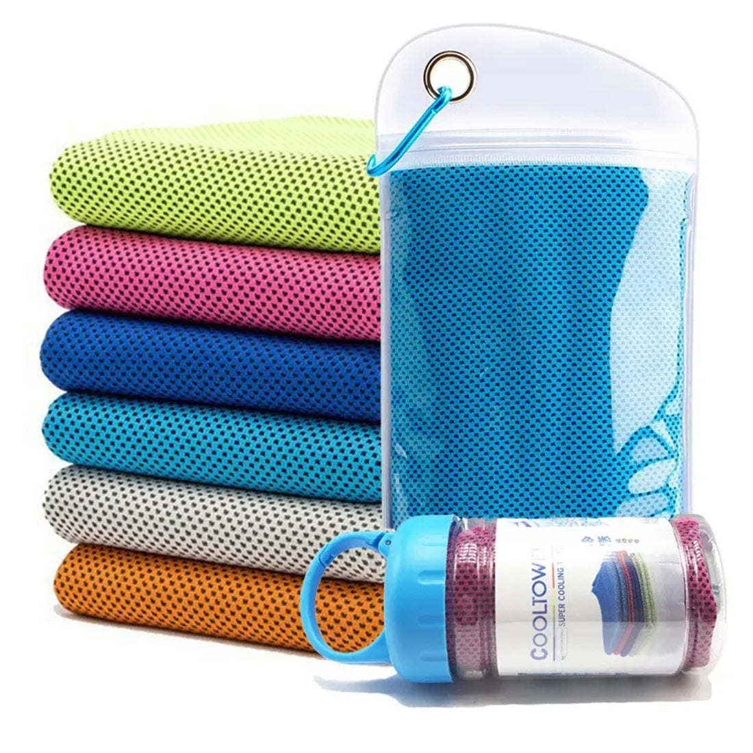 HUPSTL370 Ice Cooling Sport Towel With Carabiner