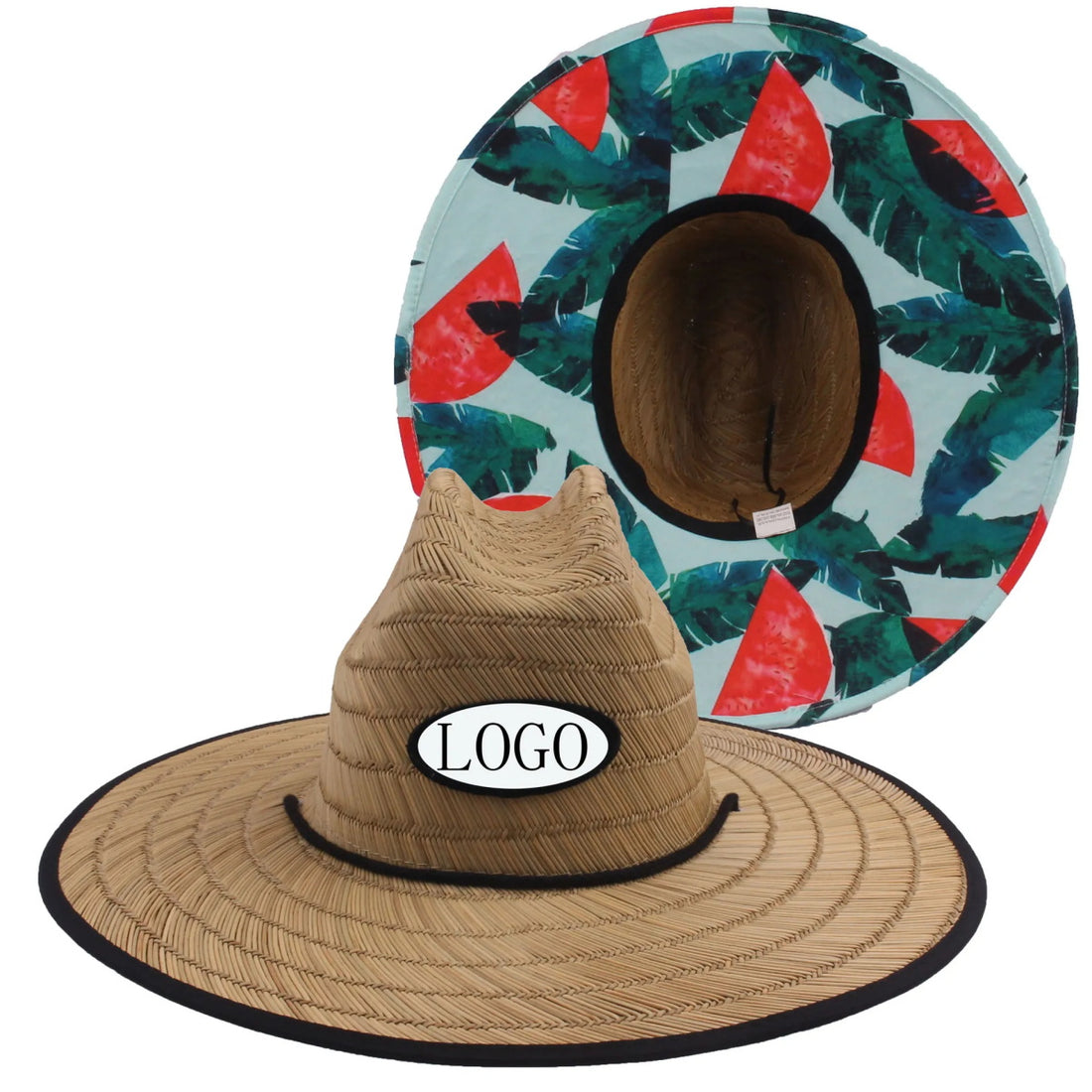 HUPSTL375 Lifeguard Straw Hat + Full Color Underbrim Imprint and Patch