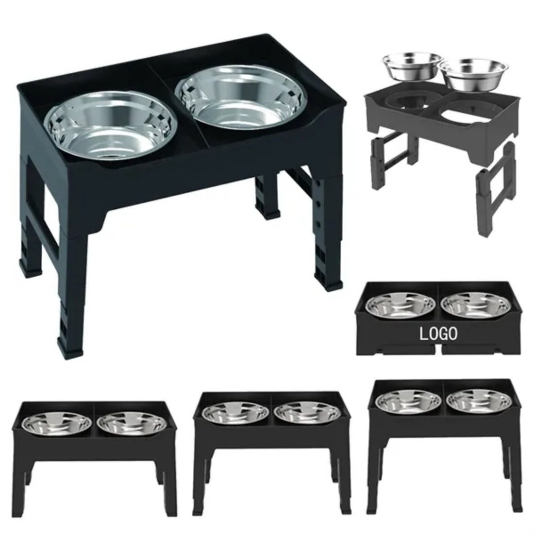 HUPSTL500 Adjustable Height Pet Bowl Dog Cat Splash Proof