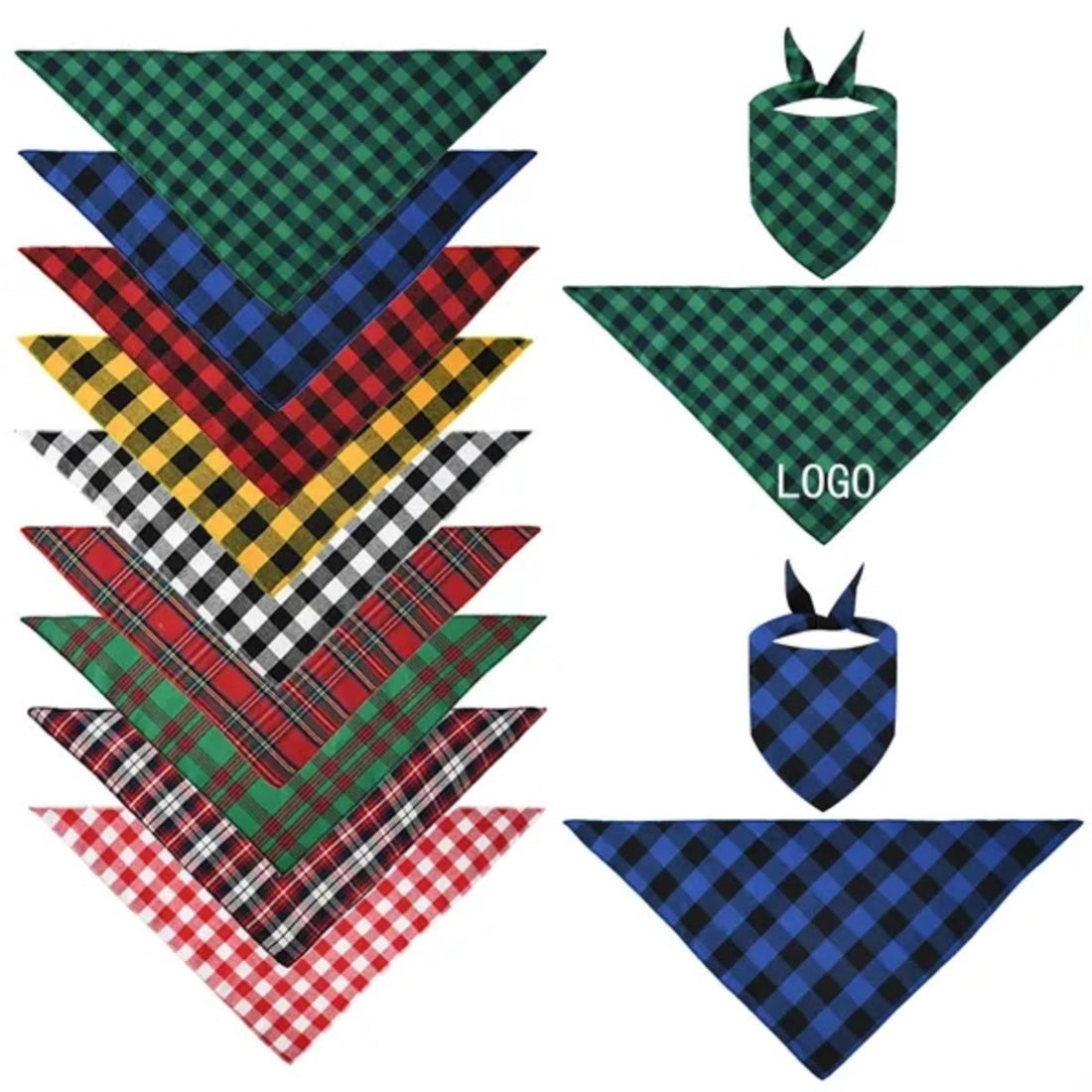 HUPSTL501 Pet Bib Plaid Triangle Towel Saliva