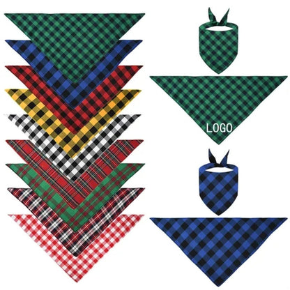 HUPSTL501 Pet Bib Plaid Triangle Towel Saliva
