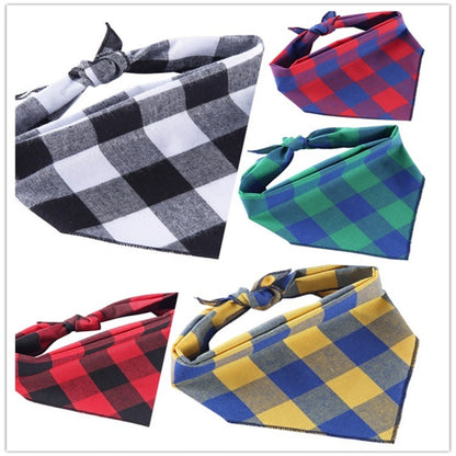 HUPSTL501 Pet Bib Plaid Triangle Towel Saliva