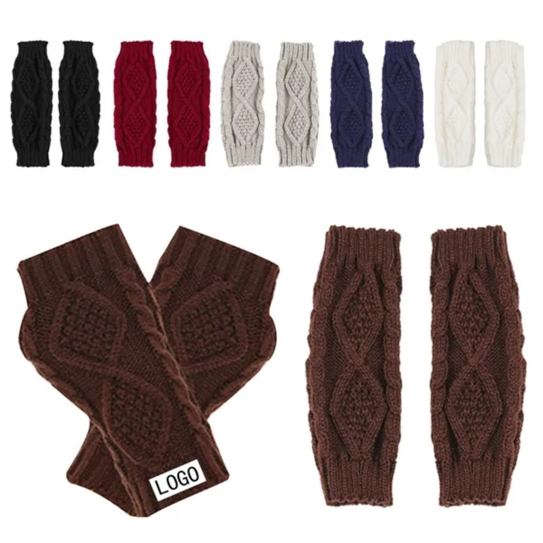 HUPSTL542Knitted Diamond Cut Half-Finger Gloves